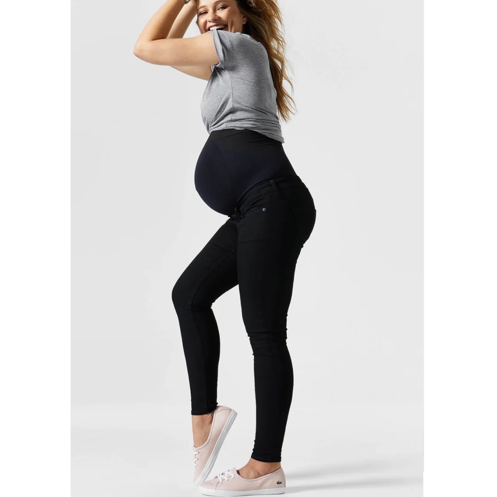 ✨ Blanqi Black Denim Maternity Belly Support Skinny Jeans size 4 ✨